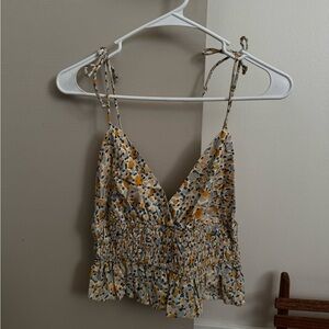 Target Yellow and White Floral Smocked Camisole